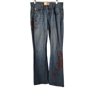 Z.Cavarici Junior Size 9 Bootcut Jeans Floral Beaded Low Rise Vintage Y2k Fairy